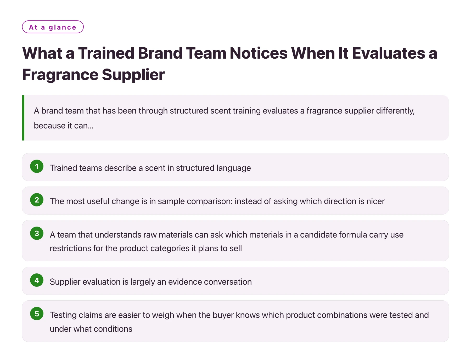 What a Trained Brand Team Notices When It Evaluates a Fragrance Supplier——全文要点速览